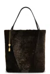 Chloé Chloe Women Dark Brown Shearling Large Chloã¨ Spin Shopping Bag In Brown