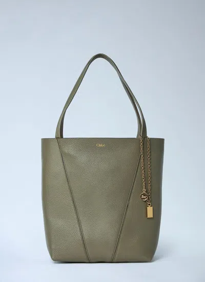 Chloé Spin Tote Bag In Green