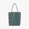 Chloé Spin Tote Bag In Grained Leather Blue Size Onesize 100% Bovine Leather In Blue