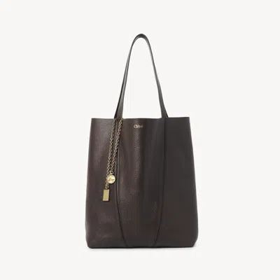 Chloé Spin Tote Bag In Grained Leather Brown Size Onesize 100% Bovine Leather