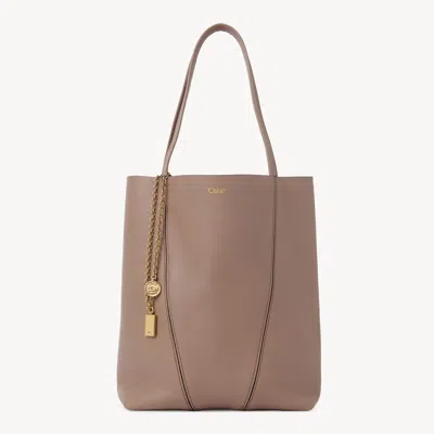 Chloé Spin Tote Bag In Grained Leather Pink Size Onesize 100% Bovine Leather