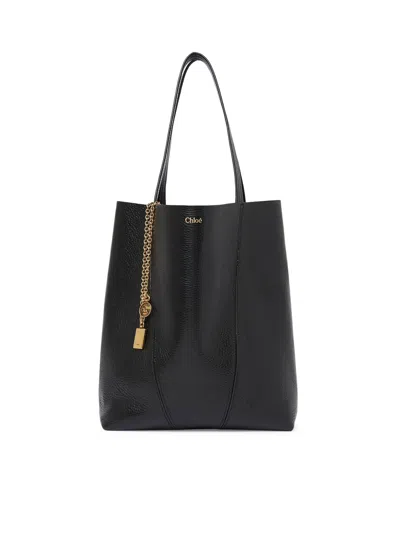 CHLOÉ CHLOÉ SPIN TOTE BAG IN GRANATE LEATHER