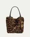 Chloé Spin Tote Bag In Leopard-print Shearling