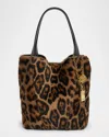 Chloé Spin Tote Bag In Leopard-print Shearling