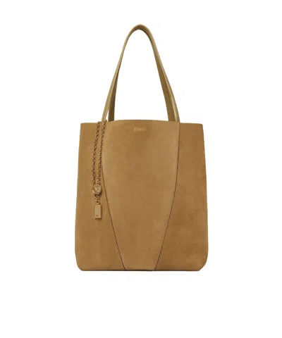 Chloé Spin Tote Bag In Suede Leather