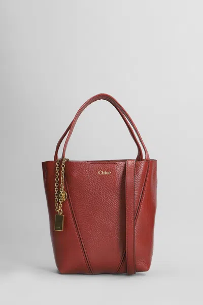 Chloé Spin Tote In Bordeaux Leather In Burgundy