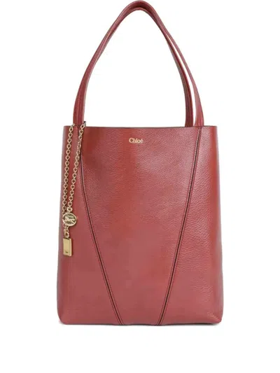 Chloé Spin Tote In Grained Leather Bags In Red