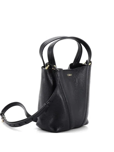 Pre-owned Chloé Spin Tote Leather Small Crossbody Bag In Black