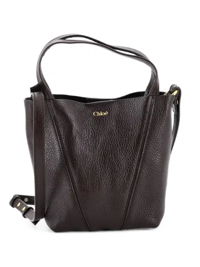 Pre-owned Chloé Spin Tote Leather Small Crossbody Bag In Brown