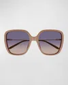 Chloé Square Acetate And Metal Sunglasses In Brown
