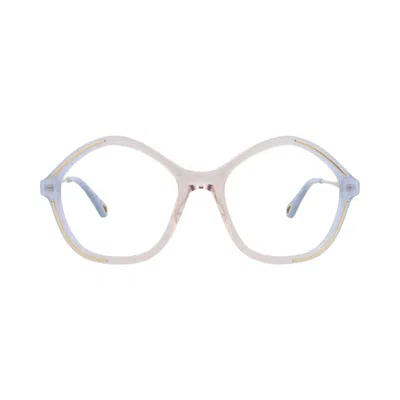 Pre-owned Chloé Square Bio Acetate Optical Frames 'light Blue/gold' | Women's Size Onesize