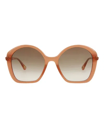 Chloé Square-frame Bio Injection Sunglasses In Pink/brown Gradient