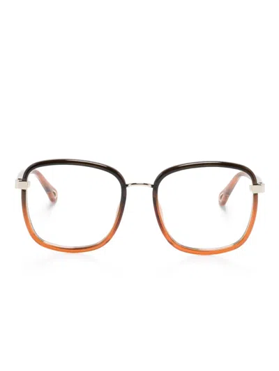 Chloé Square-frame Glasses In 褐色