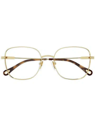 Chloé Square-frame Glasses In Gold