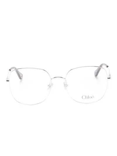 Chloé Square-frame Glasses In Silver