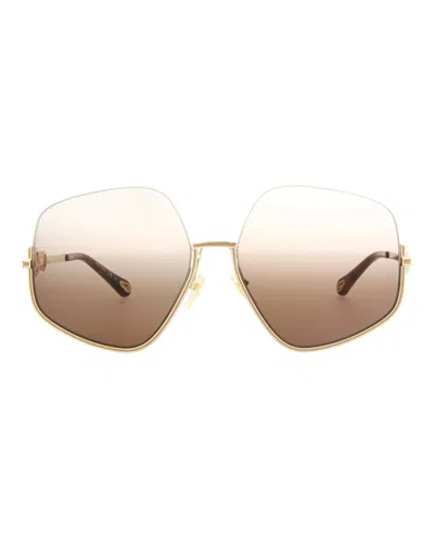 Chloé Square-frame Metal Sunglasses In Brown