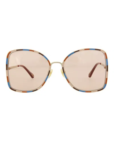 Chloé Square-frame Metal Sunglasses With Multicolored Edge Detailing