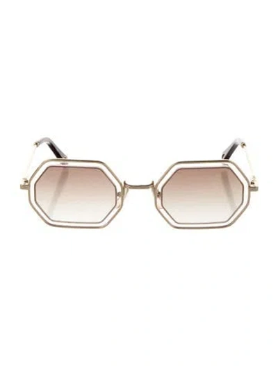 Pre-owned Chloé Square Gradient Sunglasses In Gold