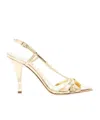 Chloé Nour 95 Python-print Metallic Sandals In Nude