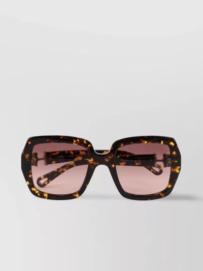 Chloé Square Lenses Sunglasses In Tortoiseshell Frame In Brown