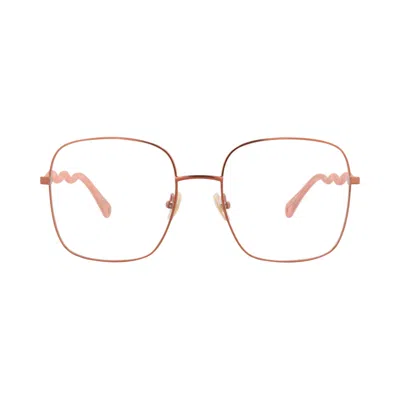 Pre-owned Chloé Square Metal Optical Frames 'brown/pink/transparent' | Women's Size Onesize