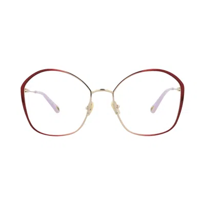 Pre-owned Chloé Square Metal Optical Frames 'burgundy/transparent' | Red | Women's Size Onesize