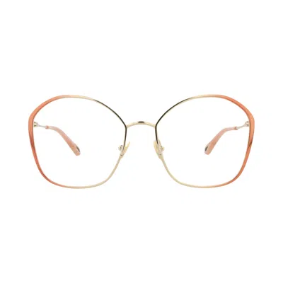 Pre-owned Chloé Square Metal Optical Frames 'nude/transparent' | Tan | Women's Size Onesize In Brown