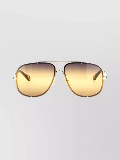 Chloé Square Metal Sunglasses Tinted Lenses In Yellow
