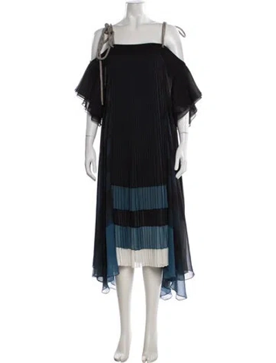 Pre-owned Chloé Square Neckline Long Dress In Black