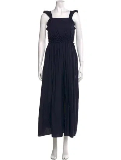 Pre-owned Chloé Square Neckline Long Dress In Blue