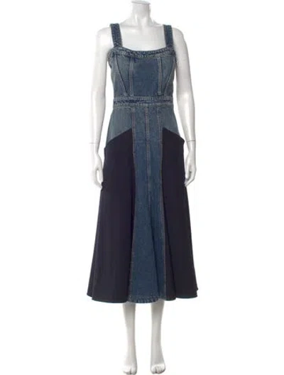 Pre-owned Chloé Square Neckline Long Dress In Blue