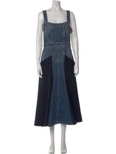 Pre-owned Chloé Square Neckline Midi Length Dress In Blue