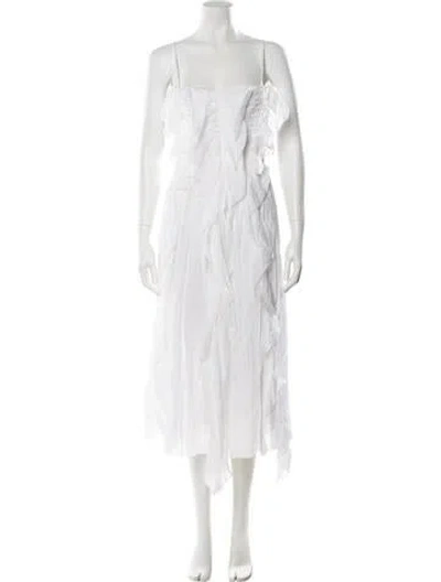 Pre-owned Chloé Square Neckline Midi Length Dress In White