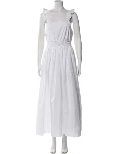 Pre-owned Chloé Square Neckline Midi Length Dress In White