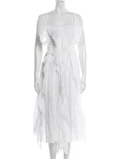 Pre-owned Chloé Square Neckline Midi Length Dress In White