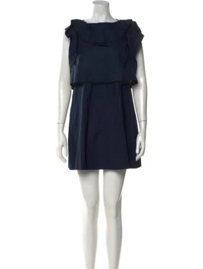 Pre-owned Chloé Square Neckline Mini Dress In Blue