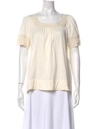 Pre-owned Chloé Square Neckline Short Sleeve Blouse In Neutral