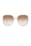 Chloé Square Sunglasses In Ivory  Gold  & Brown