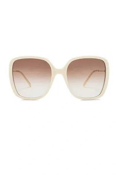 Chloé Square Sunglasses In Ivory  Gold  & Brown
