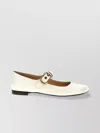 Chloé Square Toe Patent Ballet Flats With Gold-tone Buckle