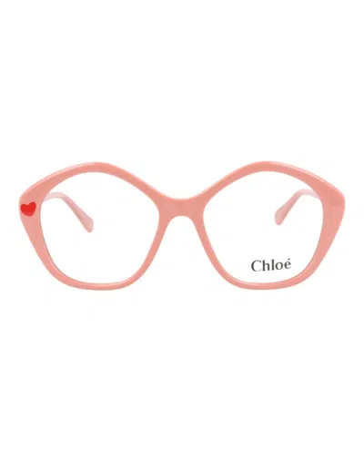 Pre-owned Chloé Squareframe Acetate Kids Optical Frames In Pink Pink Transparent (cc0011o/30012454/003)