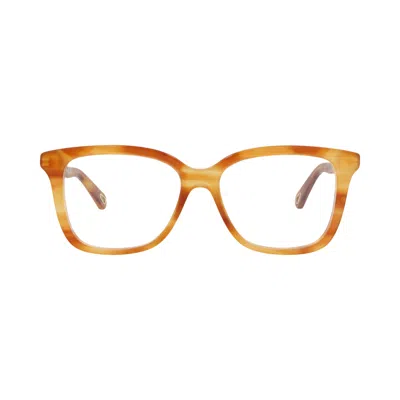 Pre-owned Chloé Square-frame Bio Acetate Optical Frames 'havana/transparent' | Brown | Women's Size Onesize