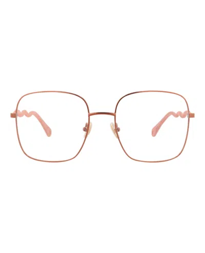 Chloé Square-frame Metal Optical Frames In Pink