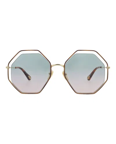 Chloé Square-frame Metal Sunglasses In Gold