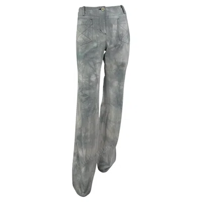 Pre-owned Chloé S/s 2003  By Phoebe Philo Grey Wide Leg Tie-dye Pants 42fr In Gray