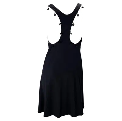 Pre-owned Chloé S/s 2004 Chloe By Phoebe Philo Black Beaded Heart Racerback Knit Dress Fr40