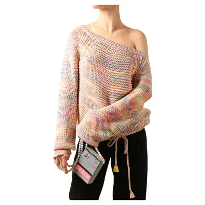 Pre-owned Chloé Chloe S/s 2016 Oversized Chunky Knit Knitted Pink Pastel Rainbow Slouch Sweater