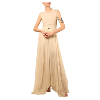 Pre-owned Chloé Chloe S/s10 Ivory White Beige Chiffon Silk Layered Sleeveless Wedding Dress Gown