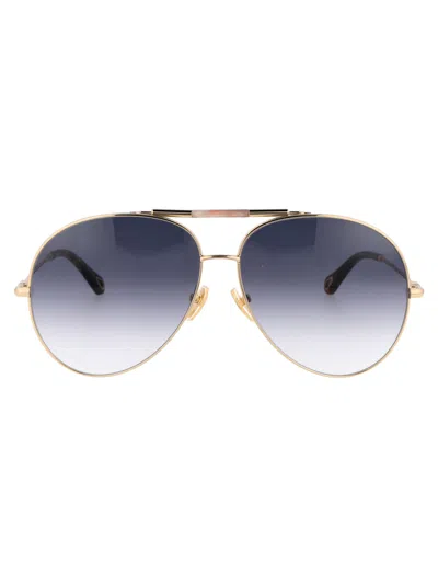 Chloé Chloe Ss22 Sunglasses Ch0113 S 001 In 001 Gold Gold Blue