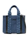 Chloé Woody Small Denim Shopper Tote Bag In Denim